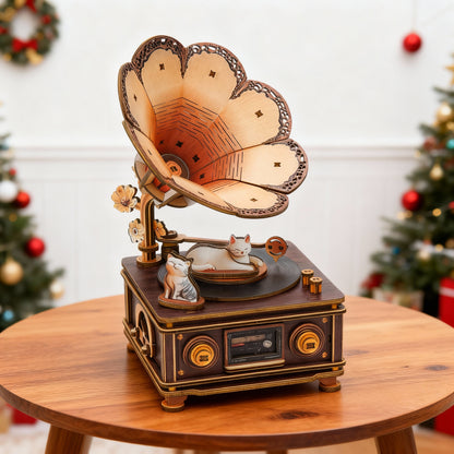 Bygone Days and the Cat Mechanical DlY Kit, 3D Wooden Music Box