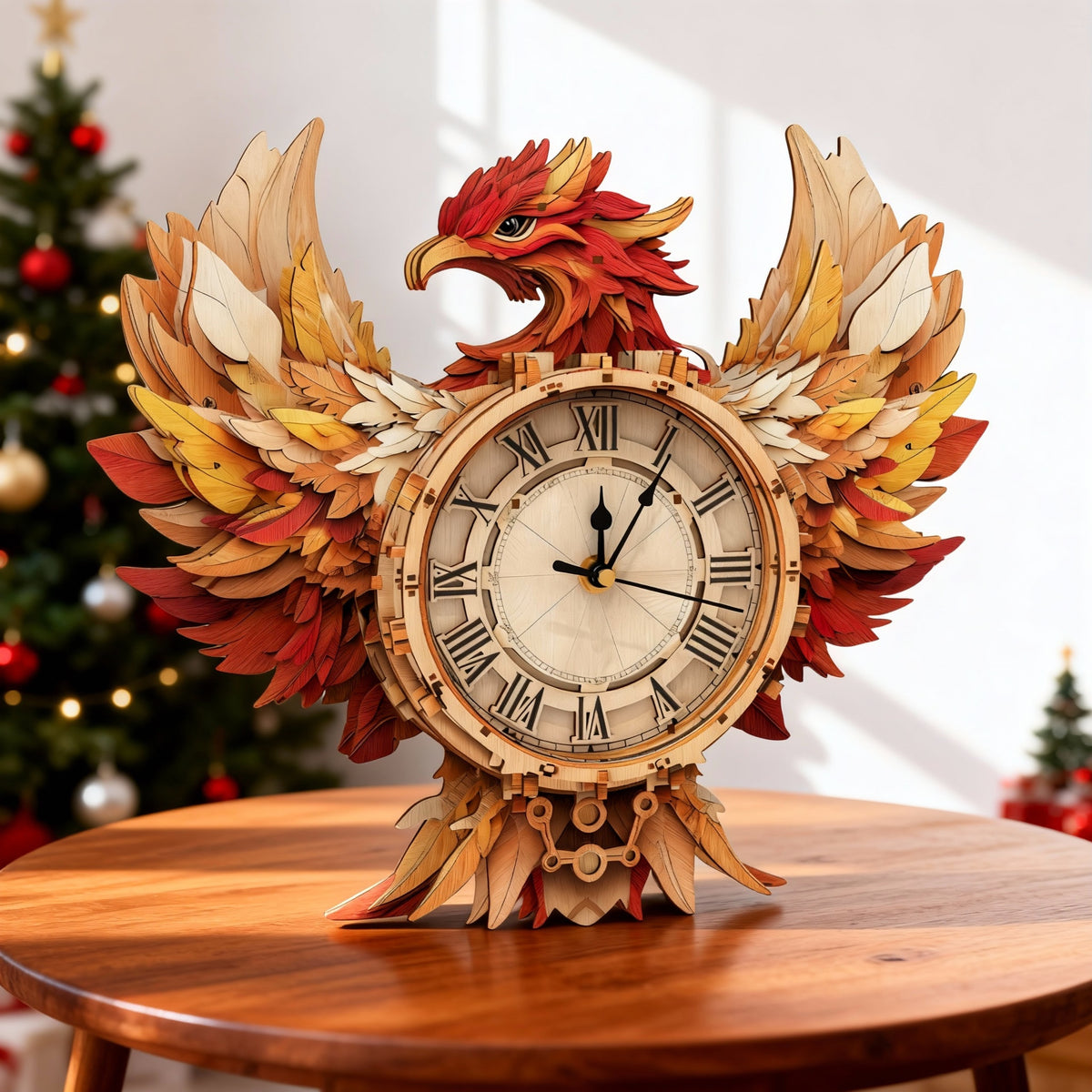 Elegant Phoenix 3D Wooden Puzzle Clock, Gift  for DIY Lovers, Home Decor