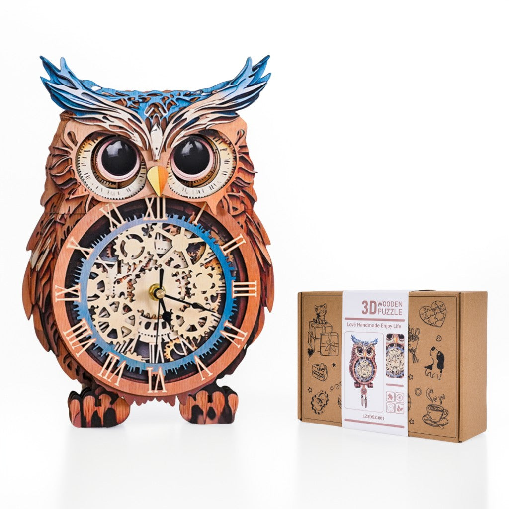 Owl DIY 3D Wooden Puzzle Clock, Gift  for DIY Lovers, Home Decor