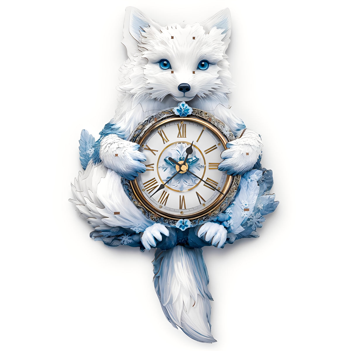 Arctic Fox 3D Wooden Puzzle Clock, Gift  for DIY Lovers, Home Decor