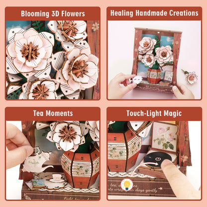 Crimson Whispers 3D Wooden Puzzle Painting, DIY Wall Art Craft Kit with Light