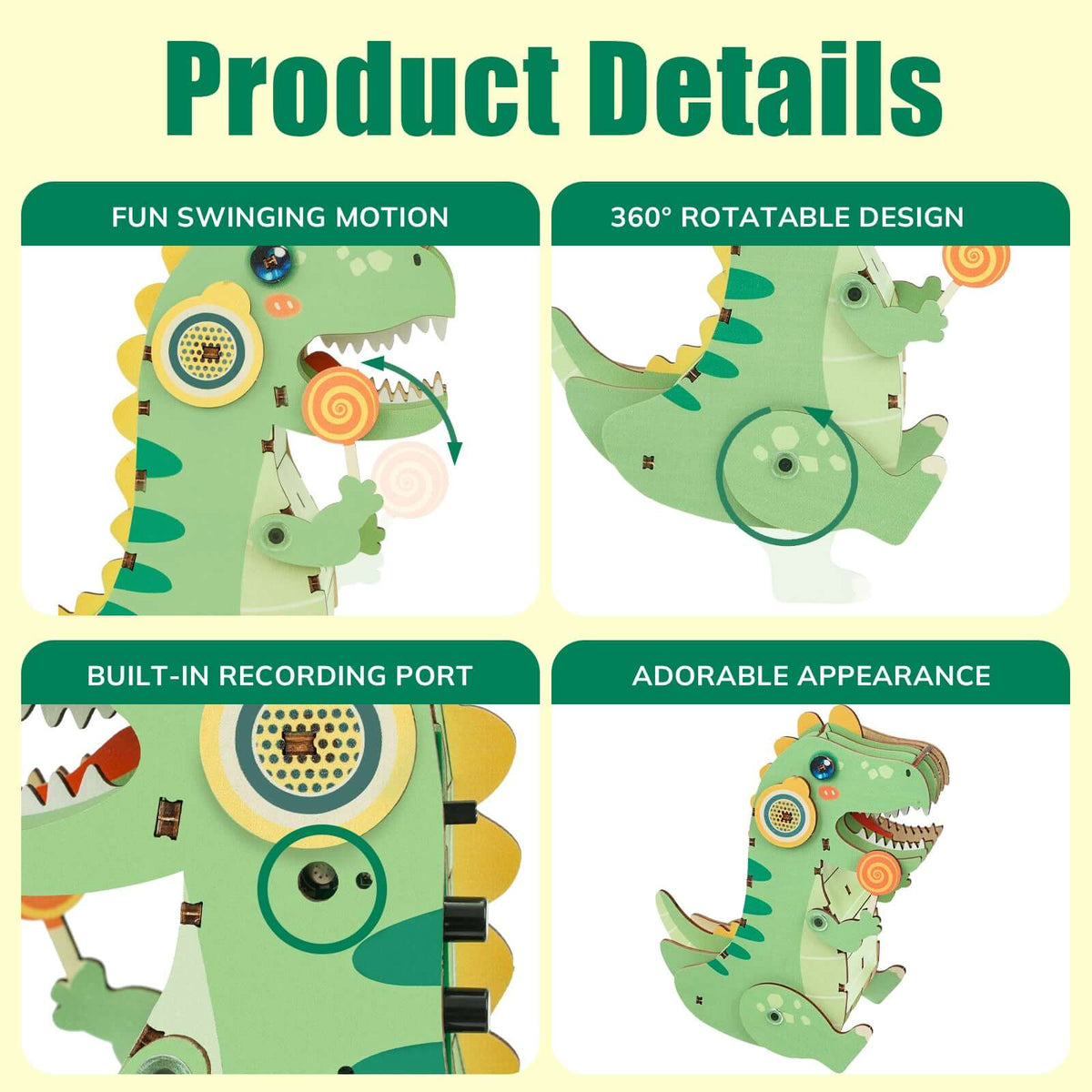 Baby T-Rex Dinosaur - STEM Wooden DIY Recorder Kit for Kids