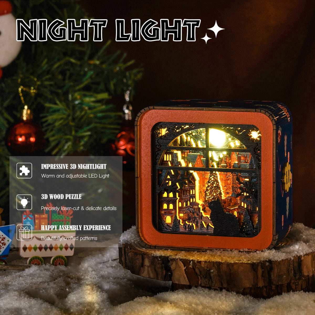 Christmas Eve - 3D Wooden Puzzle Night Light