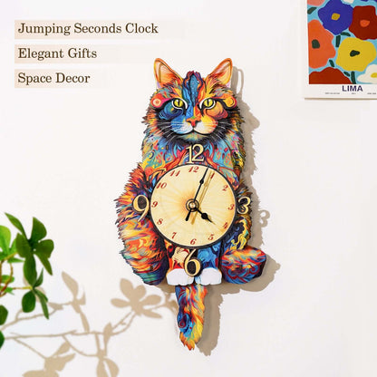 Maine Coon 3D Wooden Puzzle Clock, Gift  for DIY Lovers, Home Decor