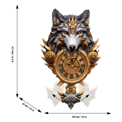 Wolf Totem 3D Wooden Puzzle Clock, Gift  for DIY Lovers, Home Decor