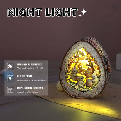Easter Egg Secret Realm - 3D Wooden Puzzle Night Light
