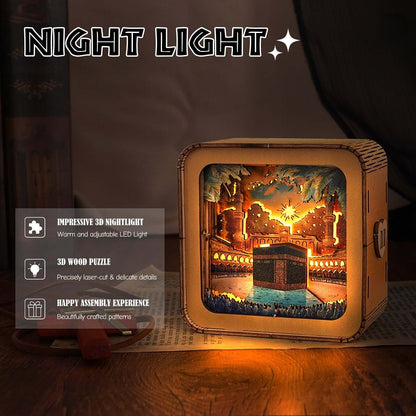 Holy MAKKAH - 3D Wooden Puzzle Night Light