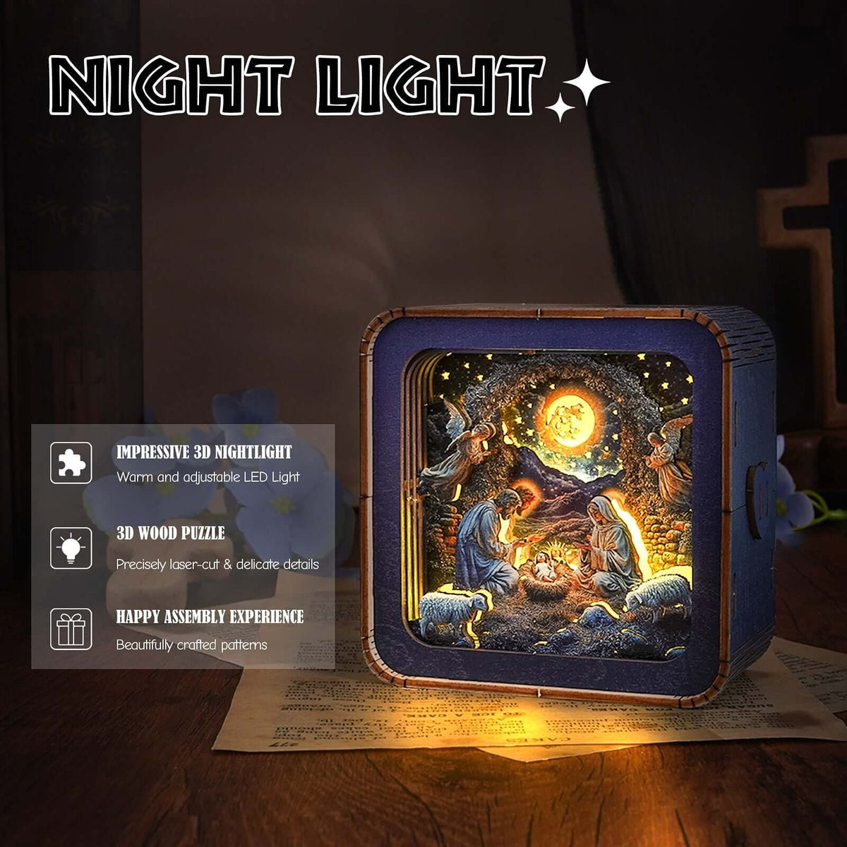 Nativity - 3D Wooden Puzzle Night Light
