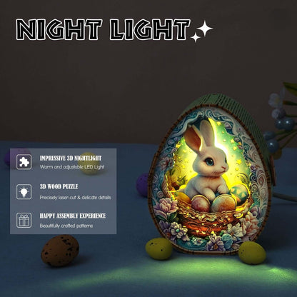 Bunny and Easter eggs - 3D Wooden Puzzle Night Light