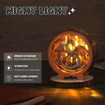 Mechanical Dragon - 3D Wooden Puzzle Night Light