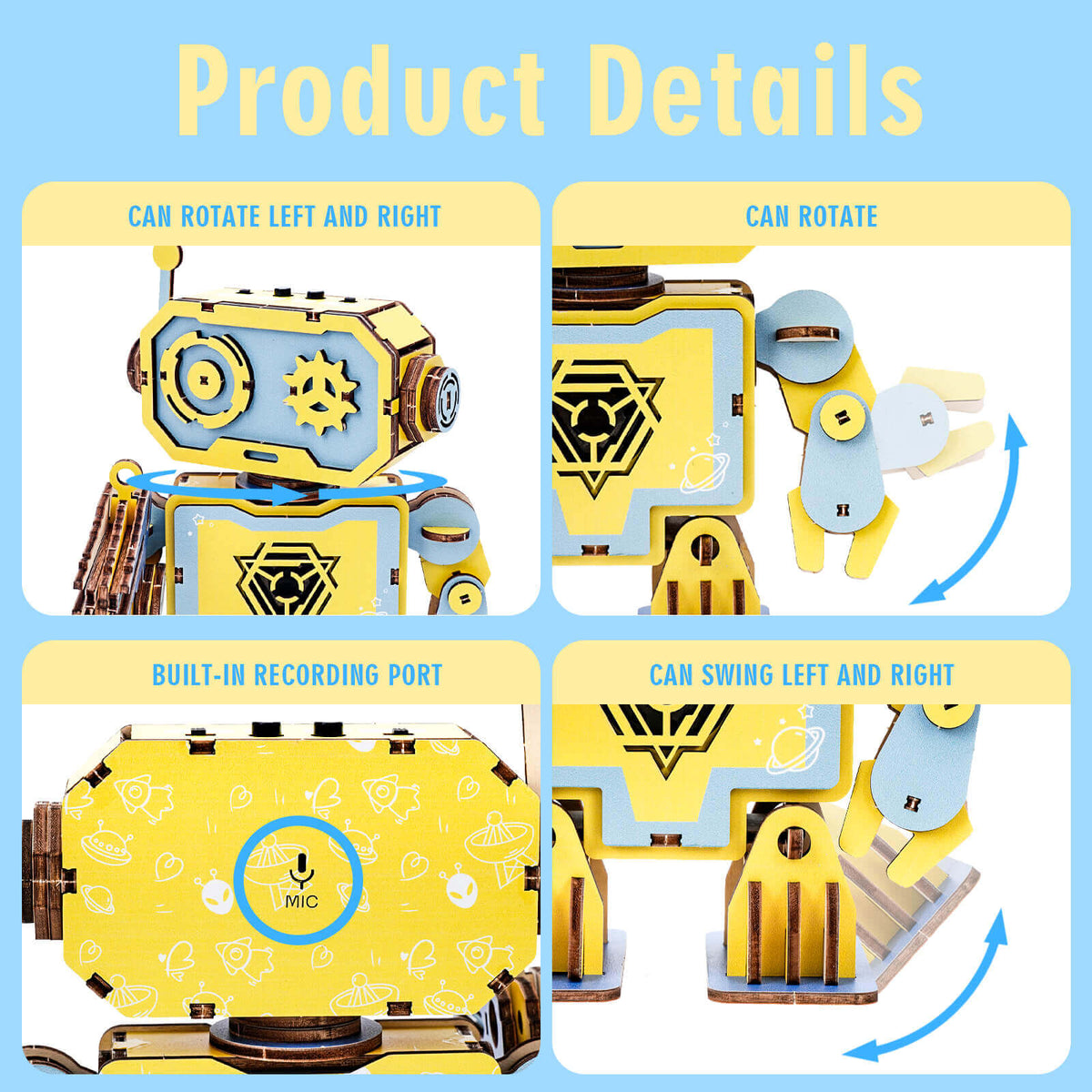 Sleeping Robot - STEM Wooden DIY Recorder Kit for Kids