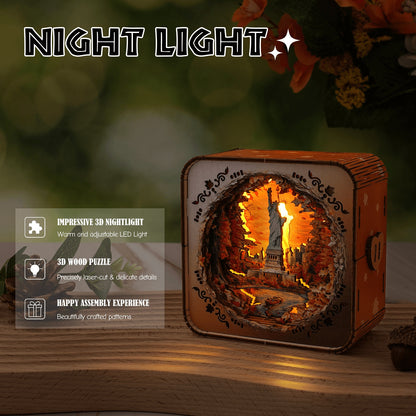 Statue of Liberty - 3D Wooden Puzzle Night Light