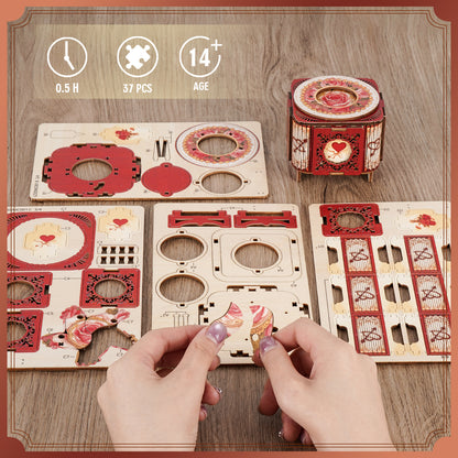Love Ring Box Mechanical DIY Kit, 3D Wooden Music Box
