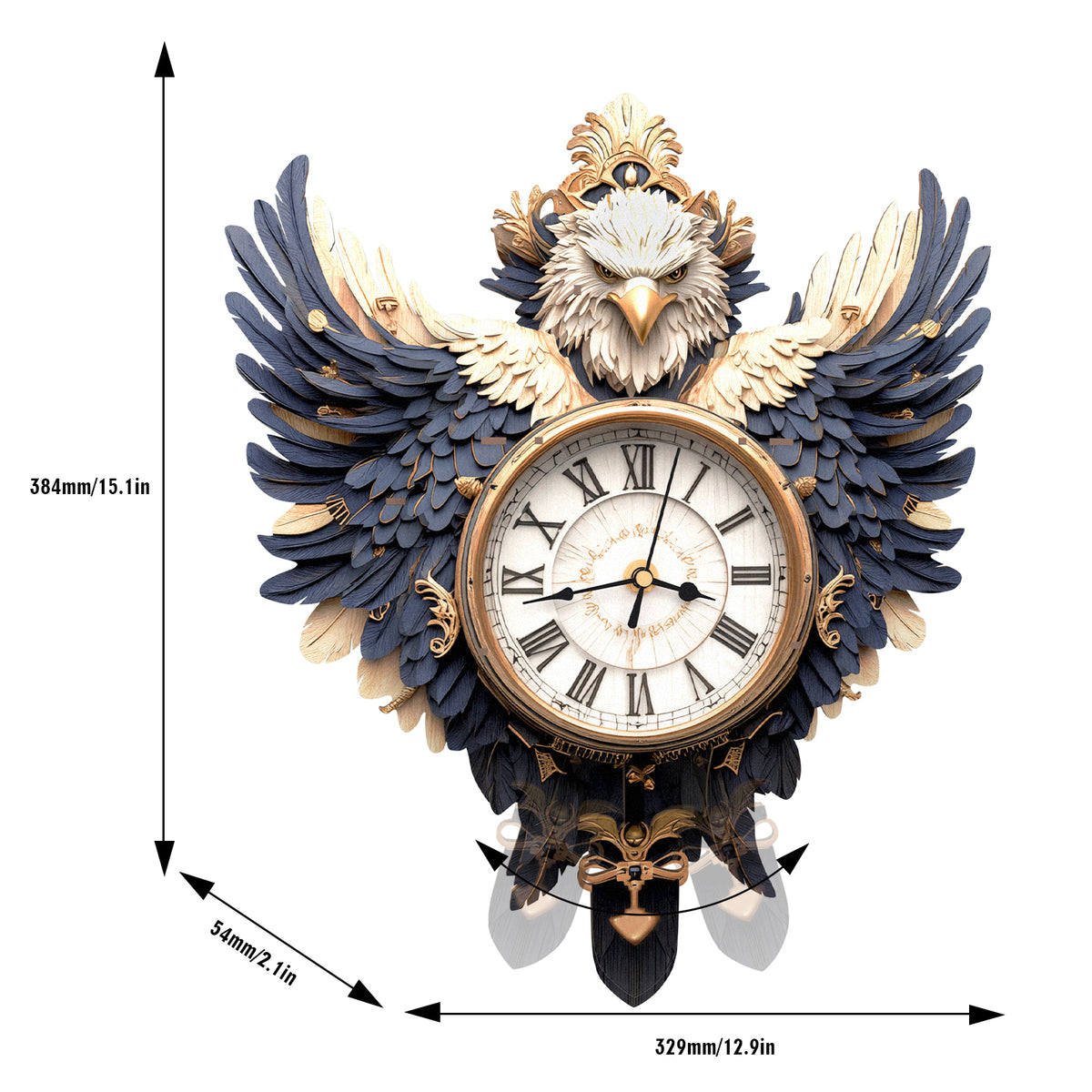 Majestic Eagle 3D Wooden Puzzle Clock, Gift  for DIY Lovers, Home Decor