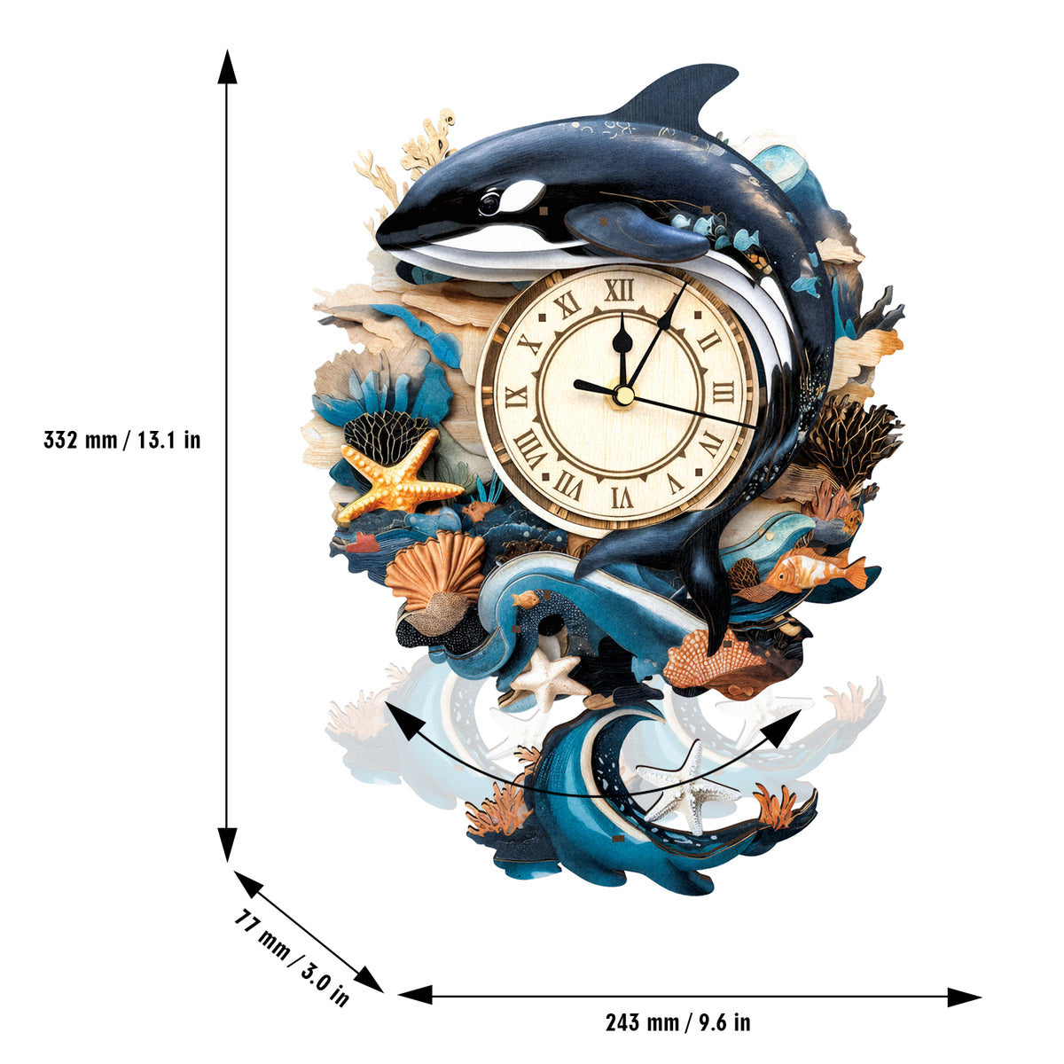 Ocean Rhythm 3D Wooden Puzzle Clock, Gift  for DIY Lovers, Home Decor