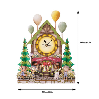 Balloon House 3D Wooden Puzzle Clock, Gift  for DIY Lovers, Home Decor