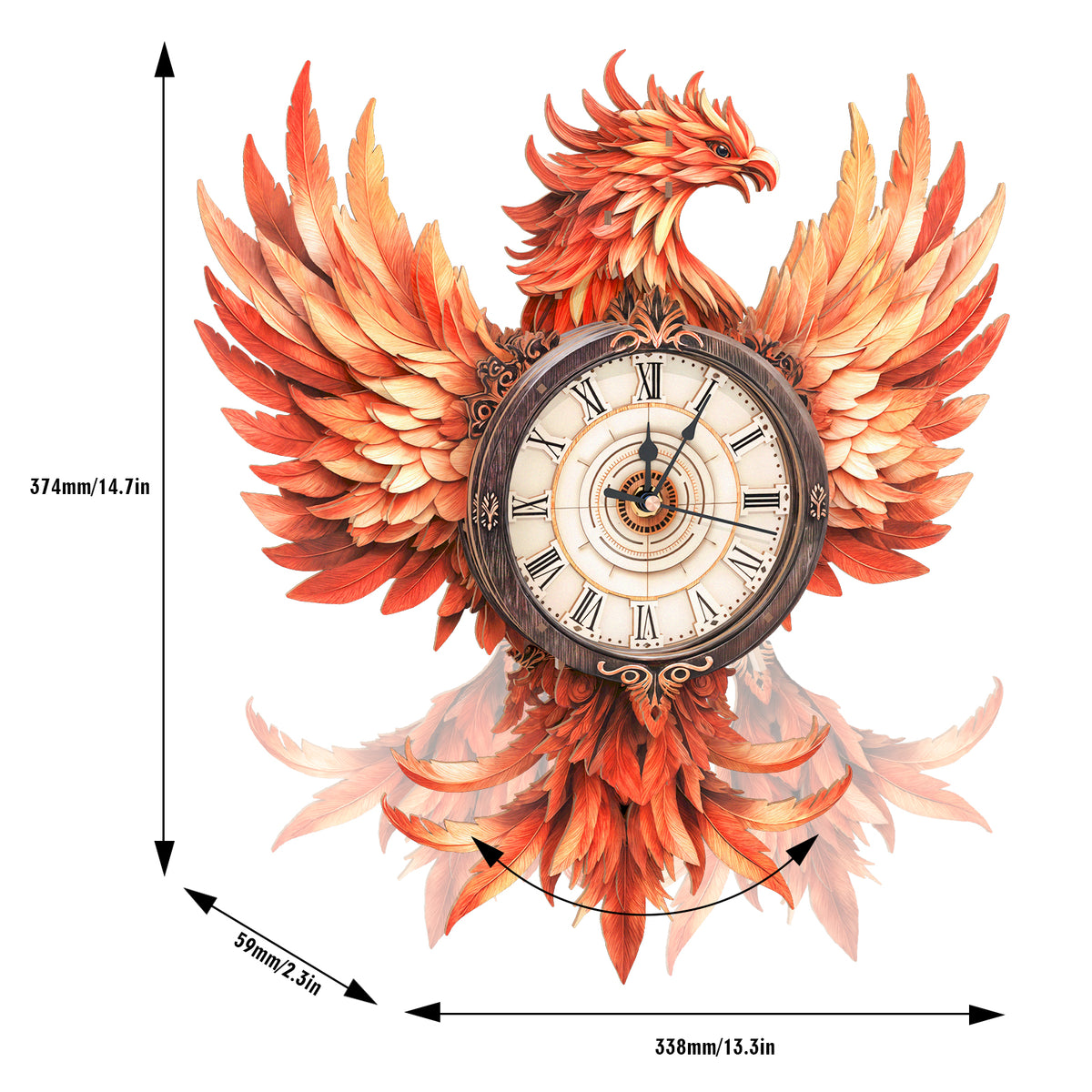 Fire Phoenix 3D Wooden Puzzle Clock, Gift  for DIY Lovers, Home Decor