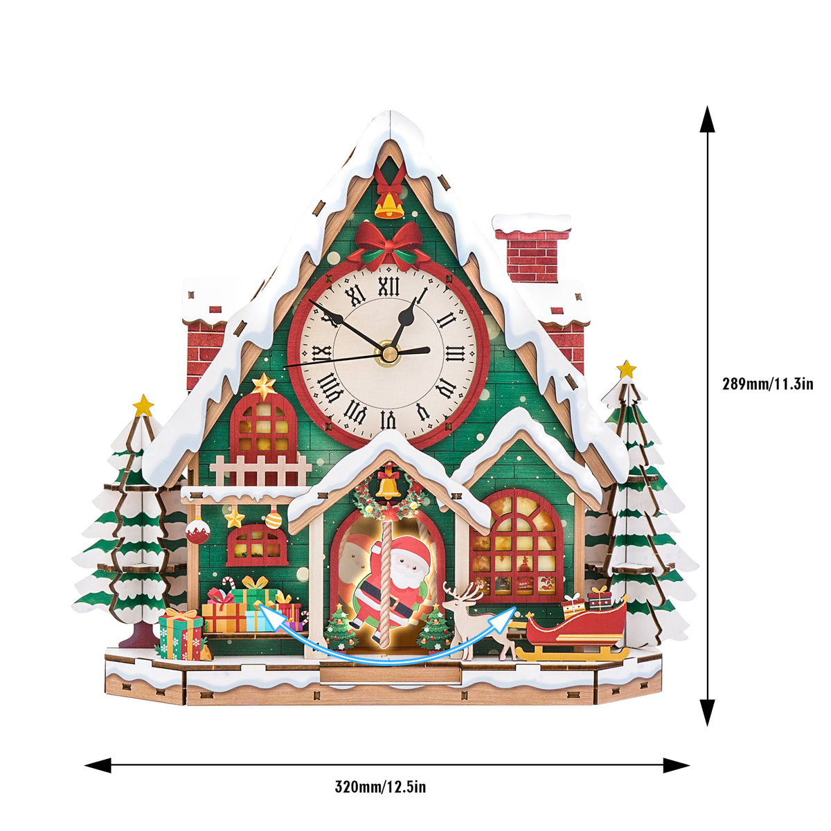 Christmas Wooden Puzzle Clock, DIY Craft Kit