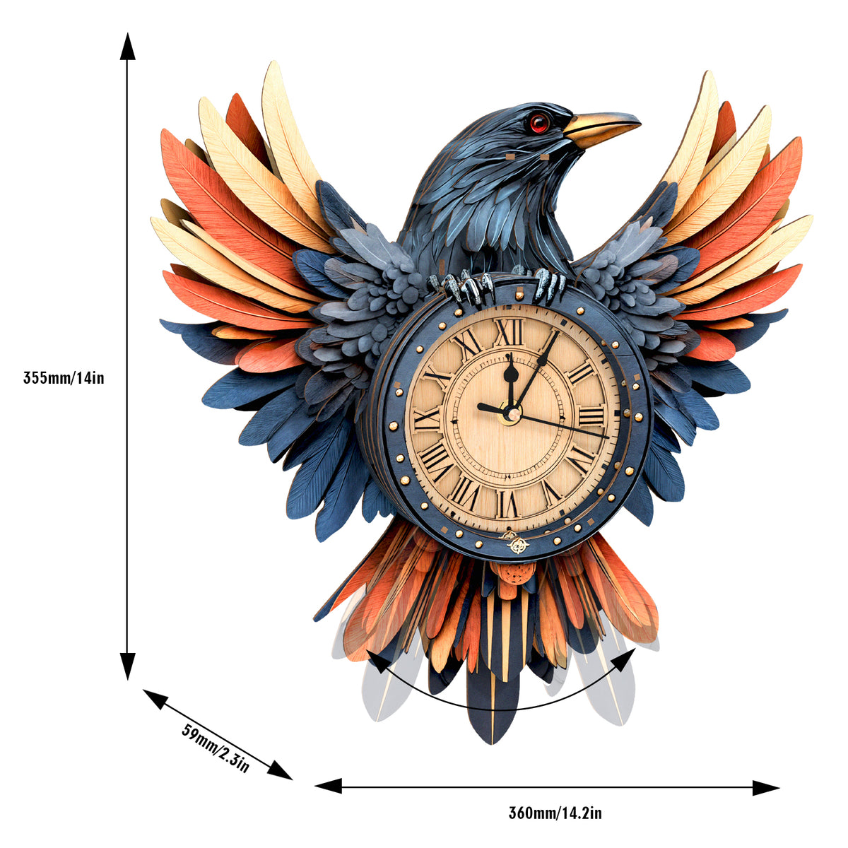 Raven DIY 3D Wooden Puzzle Clock, Gift  for DIY Lovers, Home Decor