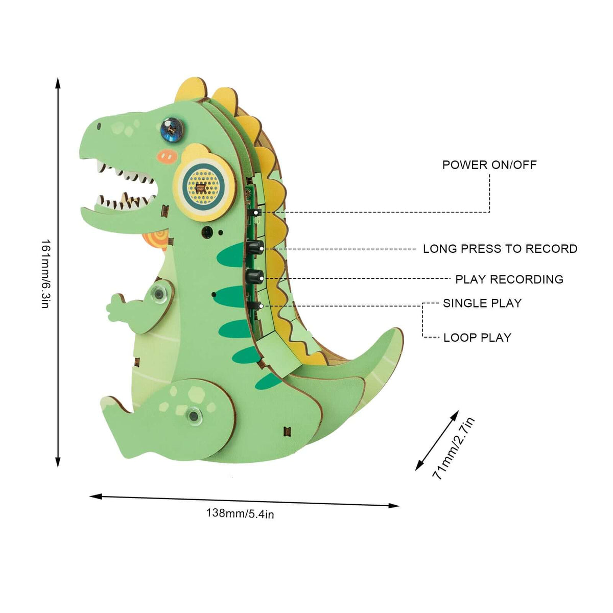 Baby T-Rex Dinosaur - STEM Wooden DIY Recorder Kit for Kids