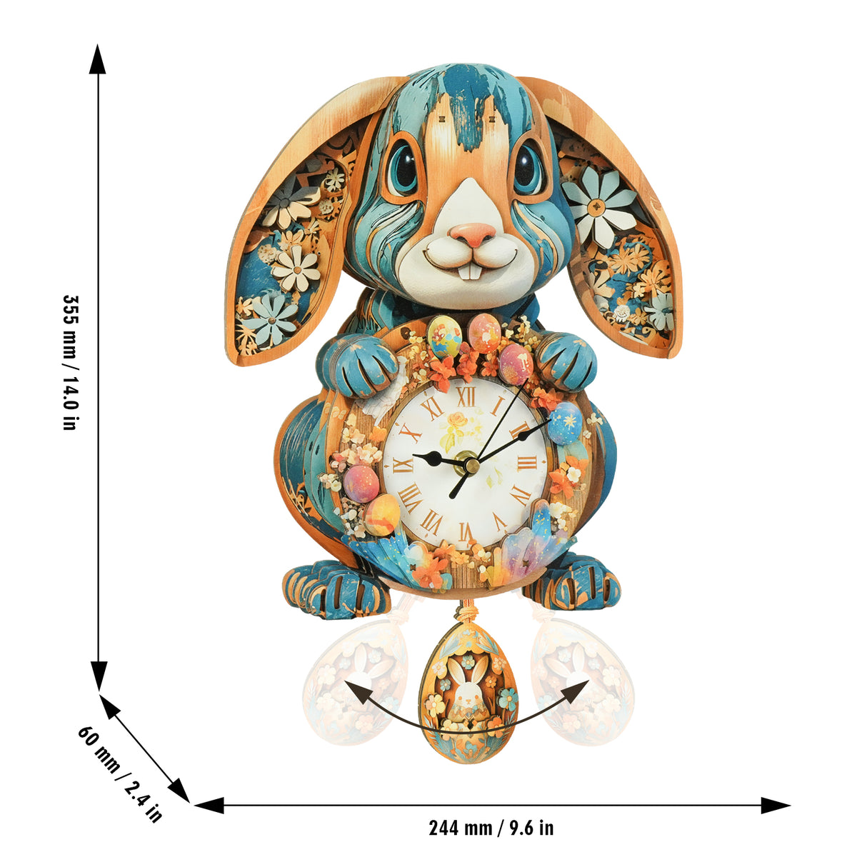 Easter Bunny 3D Wooden Puzzle Clock, Gift  for DIY Lovers, Home Decor