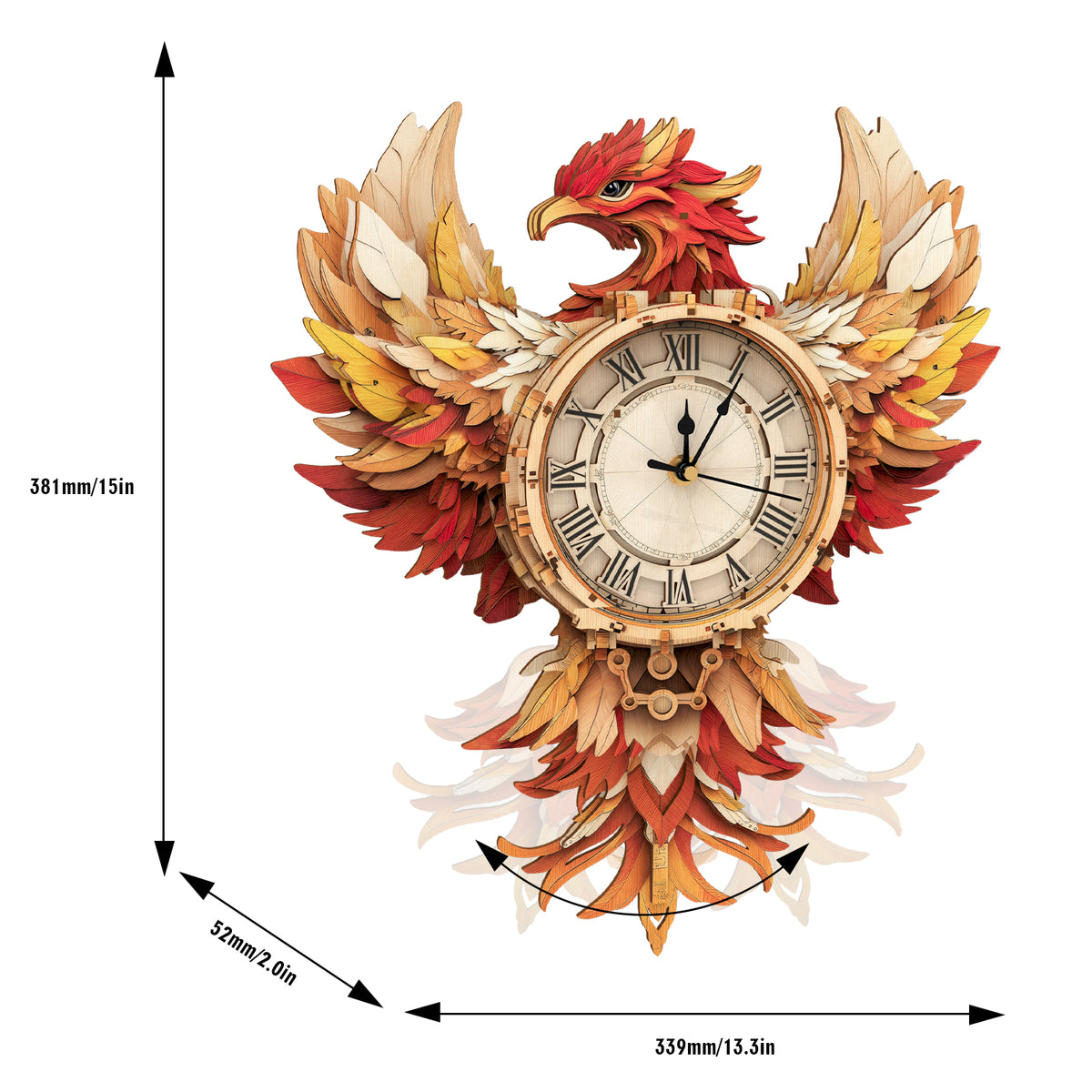 Elegant Phoenix 3D Wooden Puzzle Clock, Gift  for DIY Lovers, Home Decor