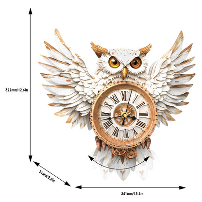 Snowy Owl 3D Wooden Puzzle Clock, Gift  for DIY Lovers, Home Decor