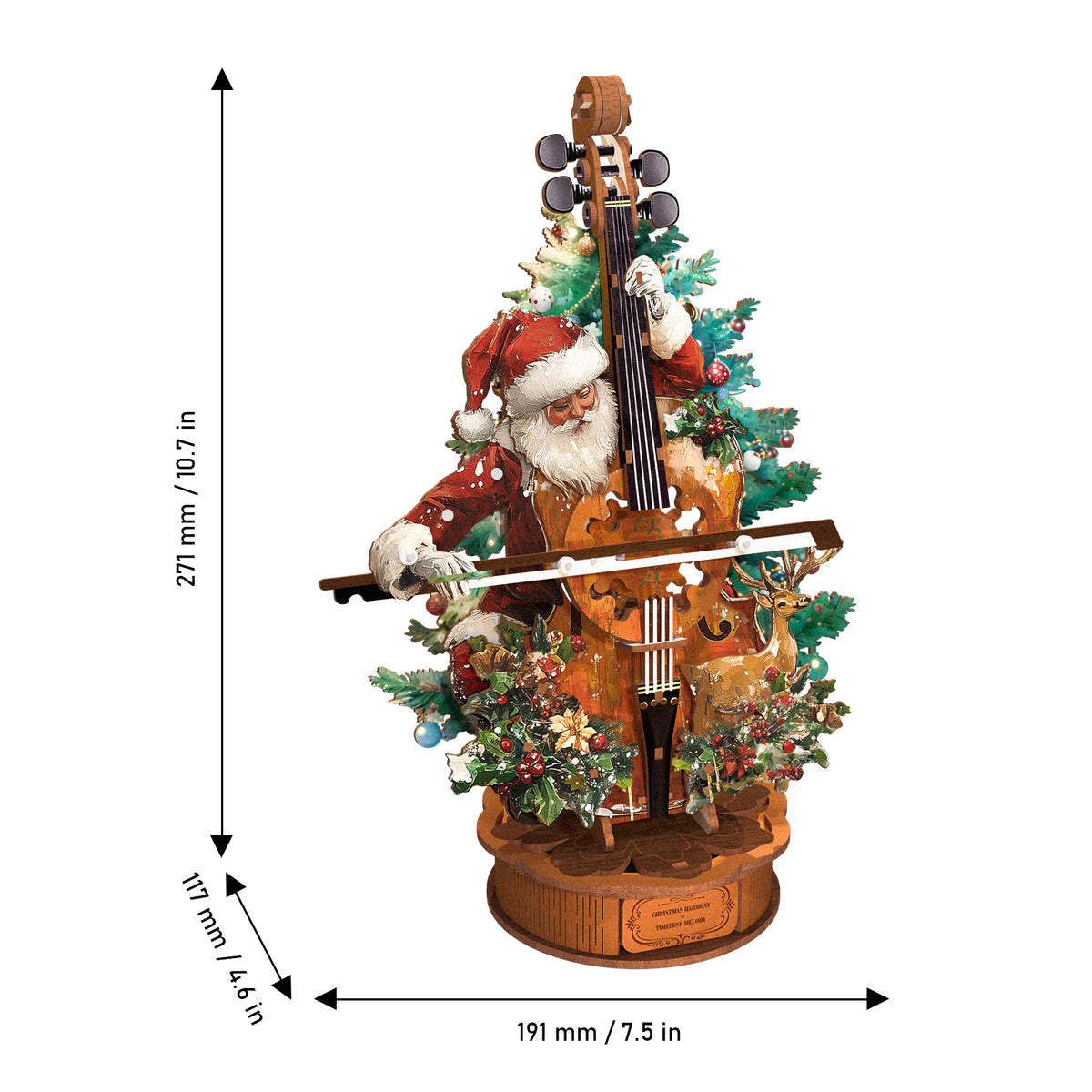 Christmas Concerto Cello Mechanical DIY Kit,3D Wooden Music Box