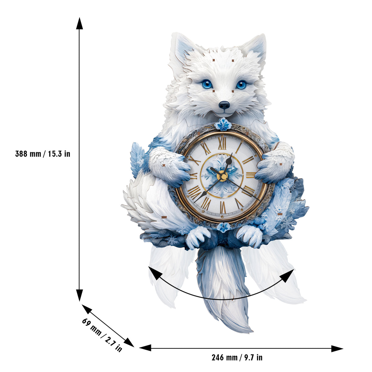 Arctic Fox 3D Wooden Puzzle Clock, Gift  for DIY Lovers, Home Decor