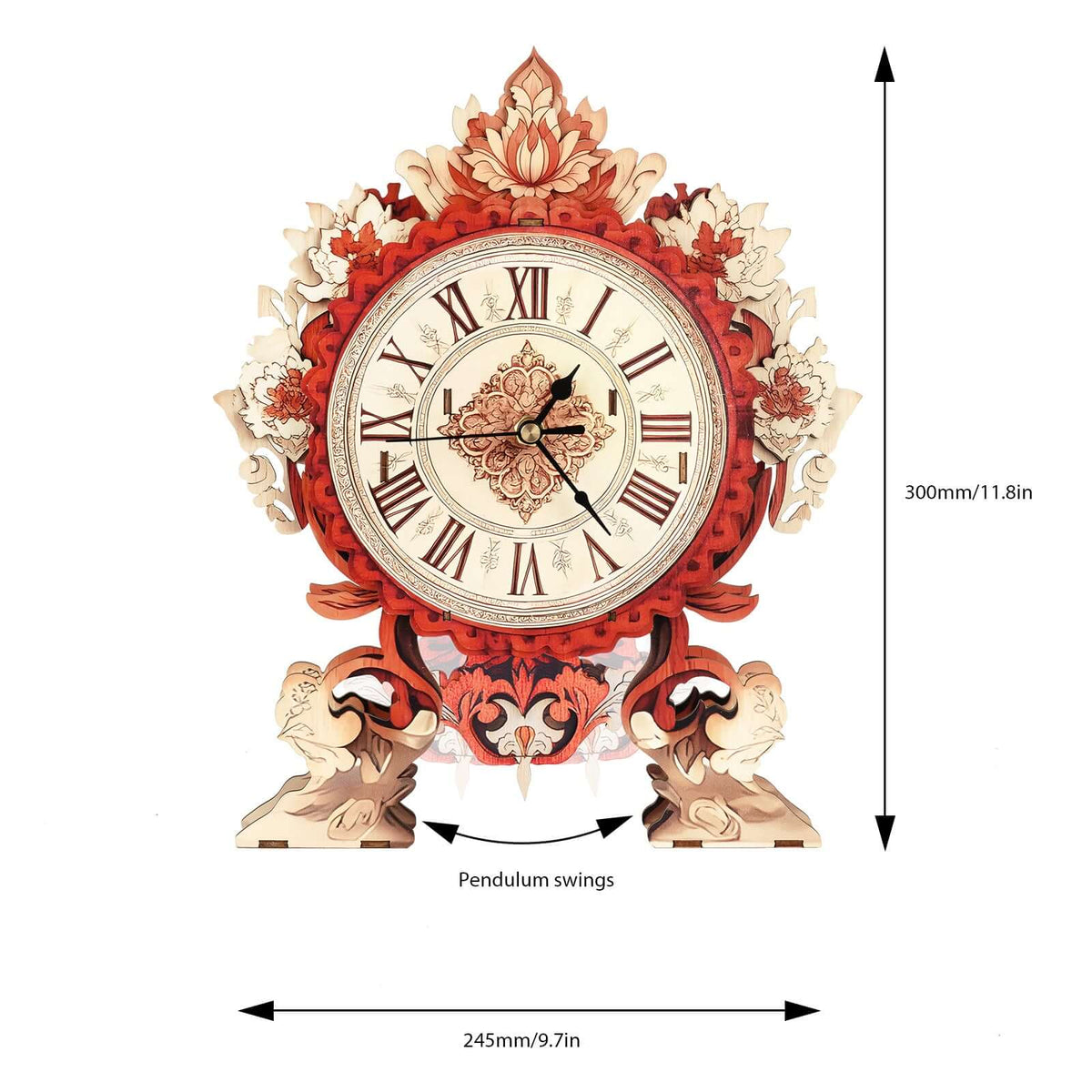 Flame Flower 3D Wooden Puzzle Clock, Gift  for DIY Lovers, Home Decor