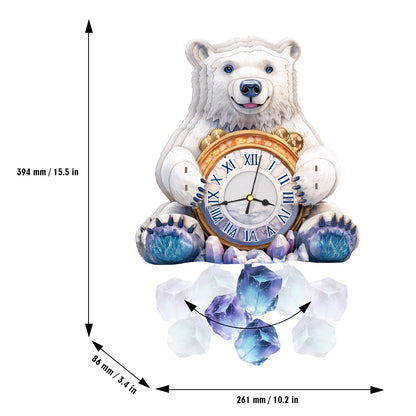 Polar Bear 3D Wooden Puzzle Clock, Gift  for DIY Lovers, Home Decor