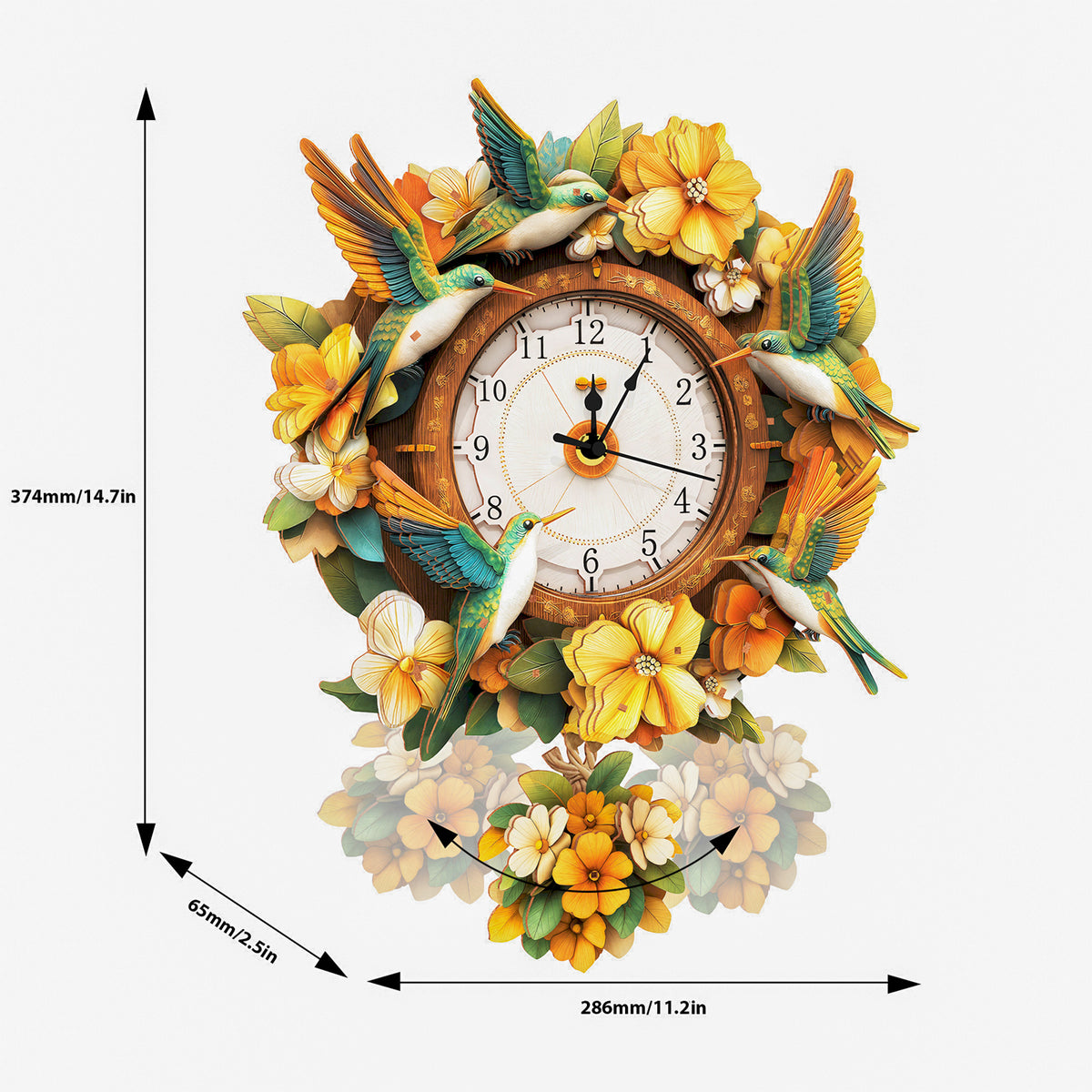 Garden Wingbeats 3D Wooden Puzzle Clock, Gift  for DIY Lovers, Home Decor