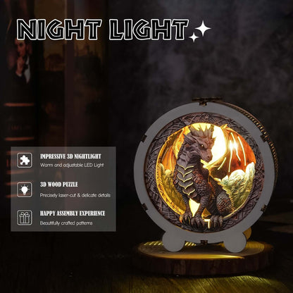 Ancient Dragon - 3D Wooden Puzzle Night Light