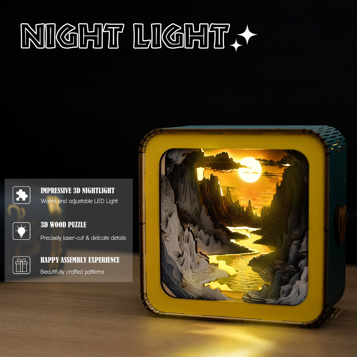 Long River Sunset - 3D Wooden Puzzle Night Light
