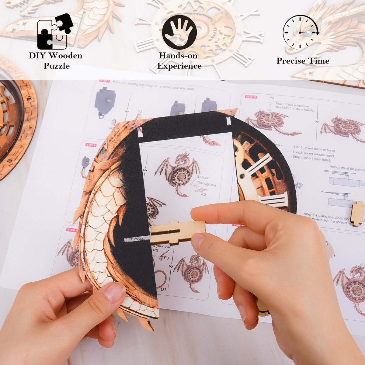 DIY Wooden Clock, 3D Puzzle Craft Kit